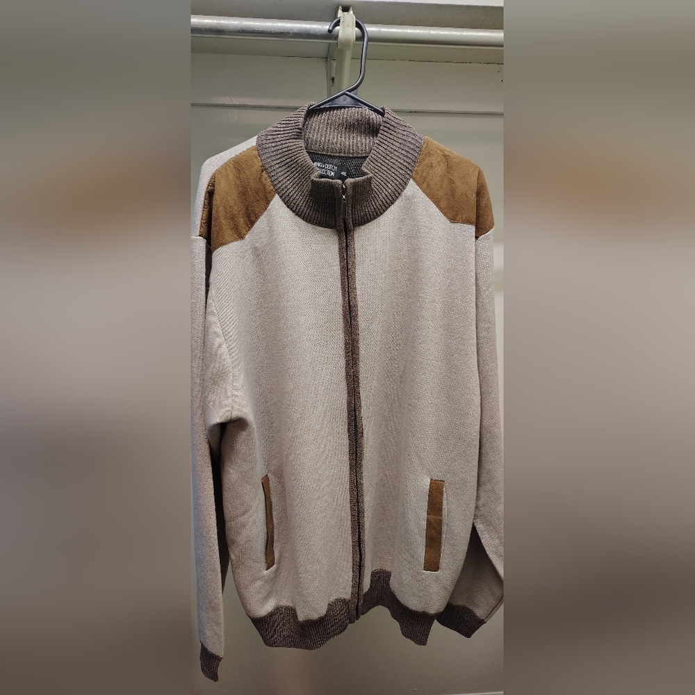 Men Brown and Tan Zip-Up Jacket
